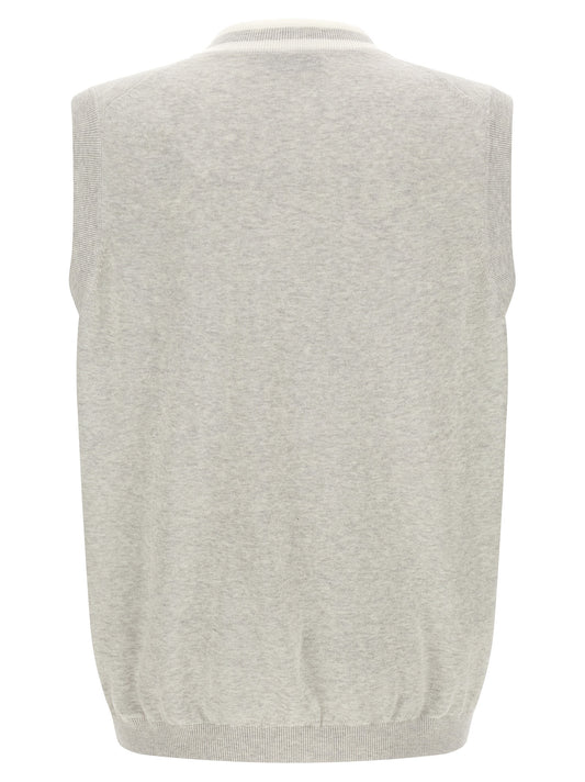 Brunello Cucinelli Gray Cotton Sleeveles Sweater
