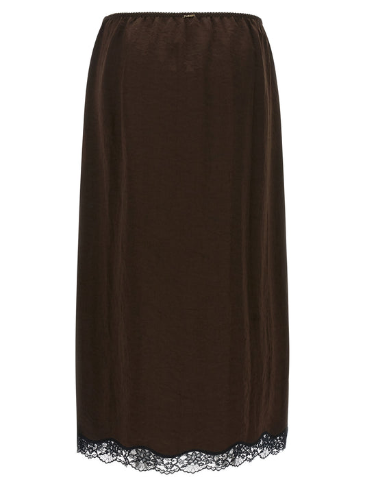 Twinset Brown Marabou Midi Skirt