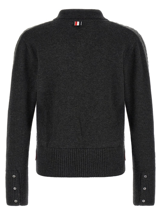 Thom Browne Gray Virgin Wool Polo Shirt