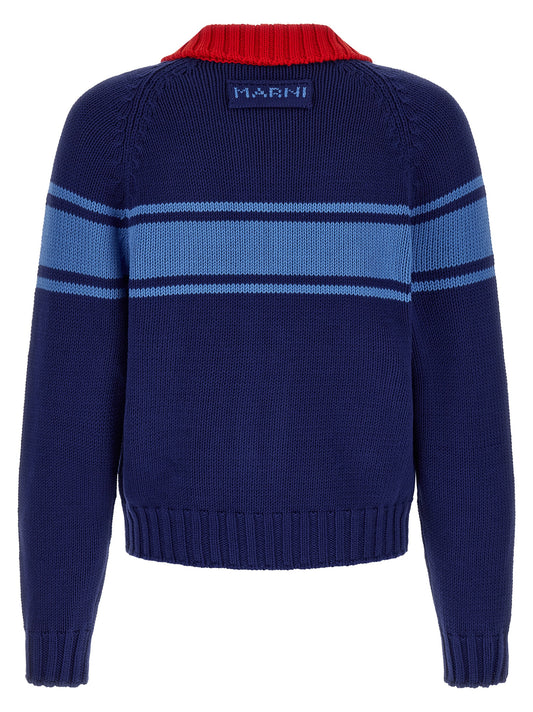 Marni Blue Cotton Cardigan