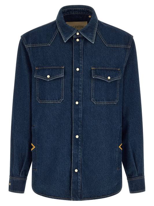 Valentino Garavani Blue Cotton Blouse