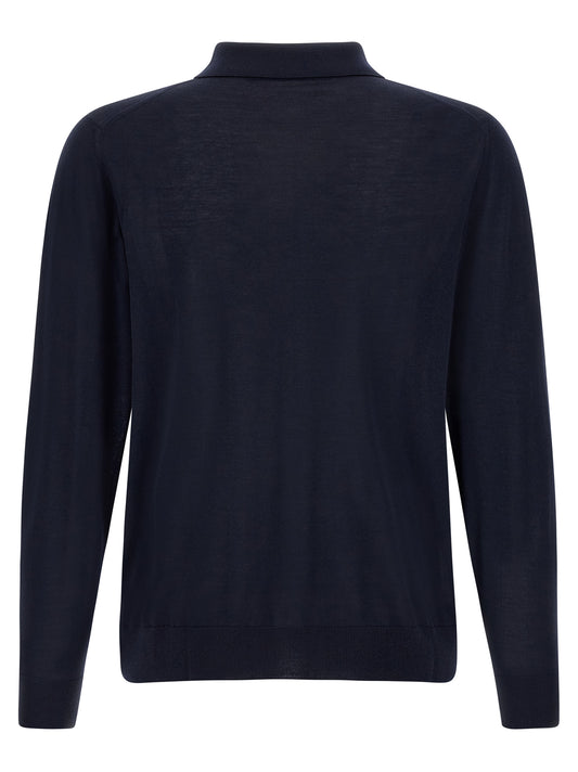 Kiton Blue Wool Polo Shirt