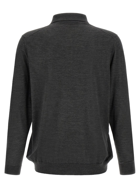 Kiton Gray Wool Polo Shirt