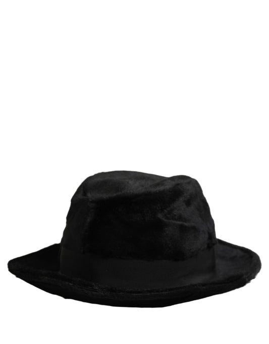 Dolce & Gabbana Men Black Classic Wide Brim Fedora Capello Hat