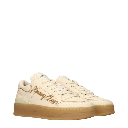 Jimmy Choo Beige Leather Low Top Sneakers