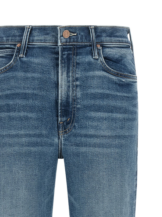Mother Denim Blue Cotton Flared Jeans