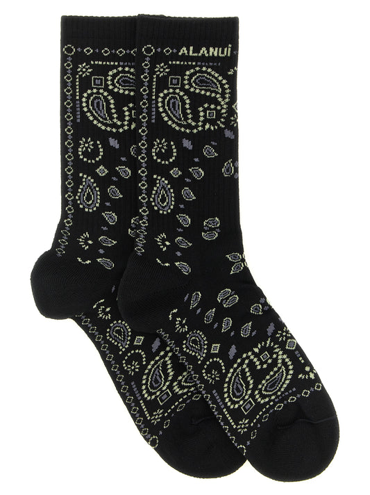 Alanui Black Cotton Socks