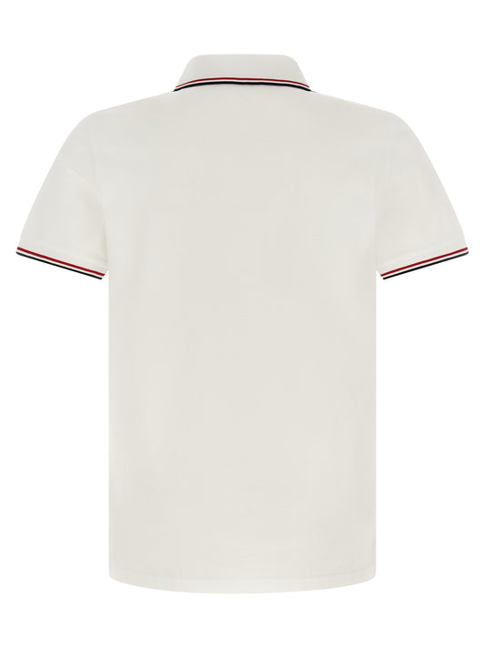 Moncler White Cotton Polo Shirt