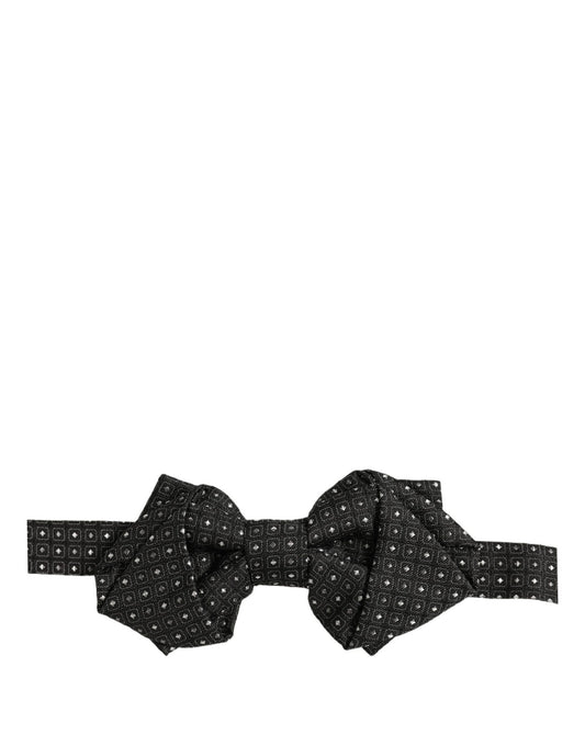 Dolce & Gabbana Men Dark Gray Polka Dot Silk Adjustable Neck Papillon Bow Tie