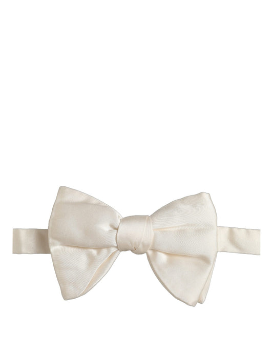 Dolce & Gabbana Men White 100% Silk Adjustable Neck Papillon Bow Tie