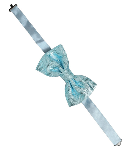 Dolce & Gabbana Light Blue Floral Brocade Adjustable Neck Papillon Bow Tie