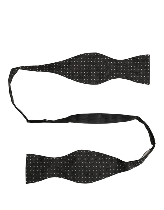 Dolce & Gabbana Black White Polka Dot Adjustable Neck Papillon Bow Tie