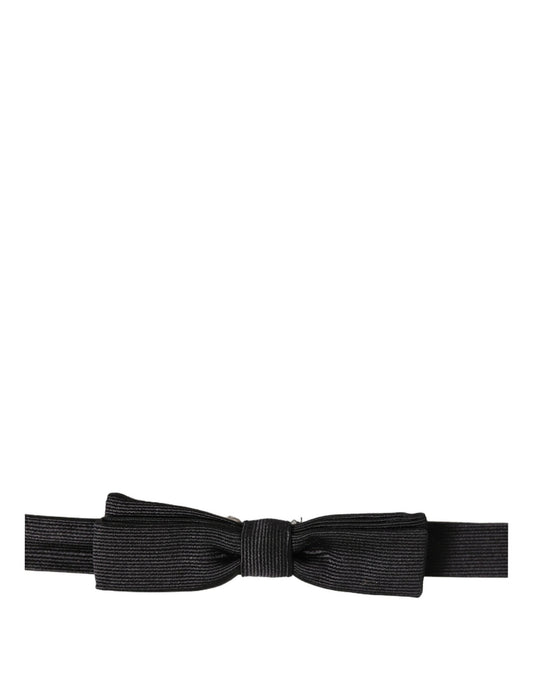 Dolce & Gabbana Men Black 100% SIlk Adjustable Neck Papillon Bow Tie