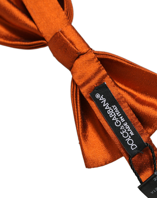 Dolce & Gabbana Men Orange 100% SIlk Adjustable Neck Papillon Bow Tie