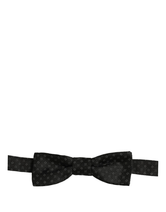 Dolce & Gabbana Black Diamond Pattern Adjustable Neck Papillon Bow Tie