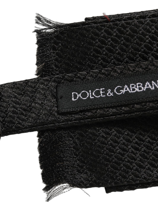 Dolce & Gabbana Men Black 100% SIlk Adjustable Neck Papillon Bow Tie