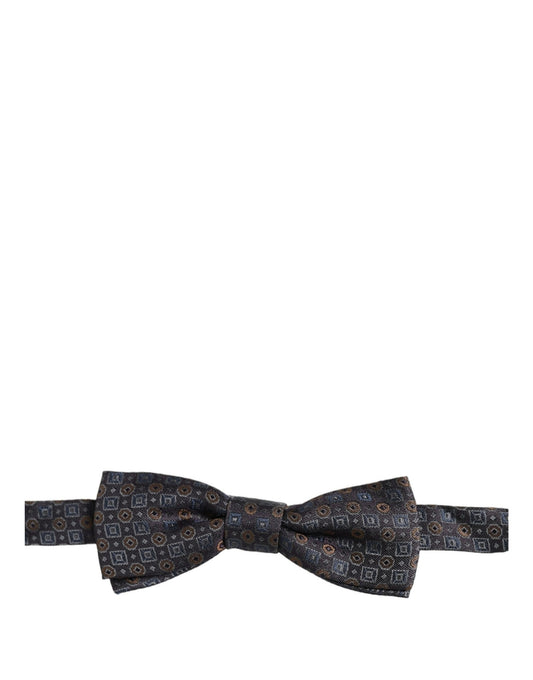 Dolce & Gabbana Men Dark Gray Geometric Adjustable Neck Bow Tie