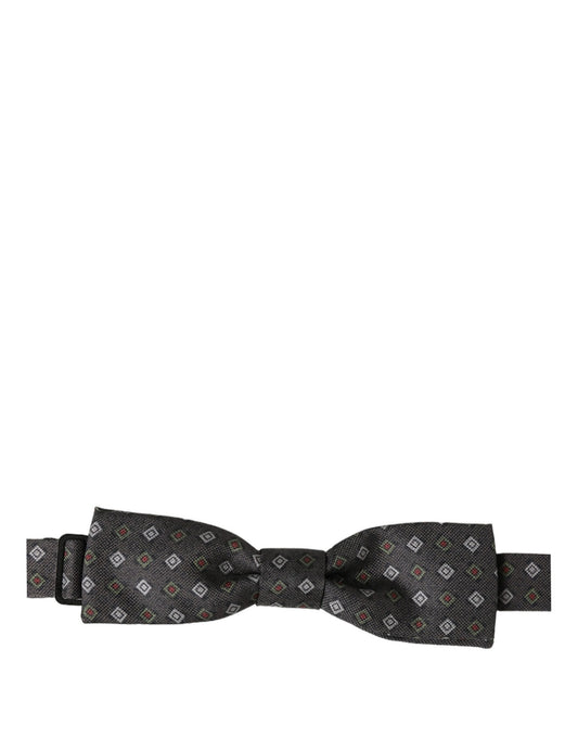 Dolce & Gabbana Men Dark Gray Geometric Adjustable Bow Tie