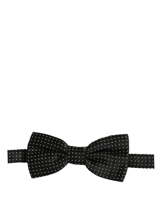 Dolce & Gabbana Men Black White PolkaDot Adjustable Bow Tie