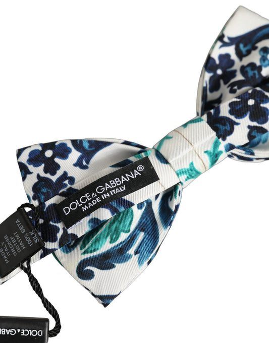 Dolce & Gabbana Men White Sicilian Silk Adjustable Neck Papillon Bow Tie