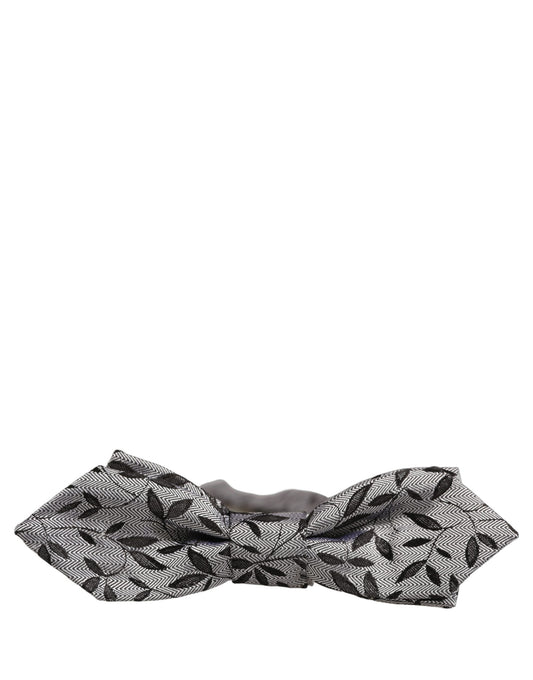 Dolce & Gabbana Men Gray Abstract Silk Adjustable Neck Papillon Bow Tie