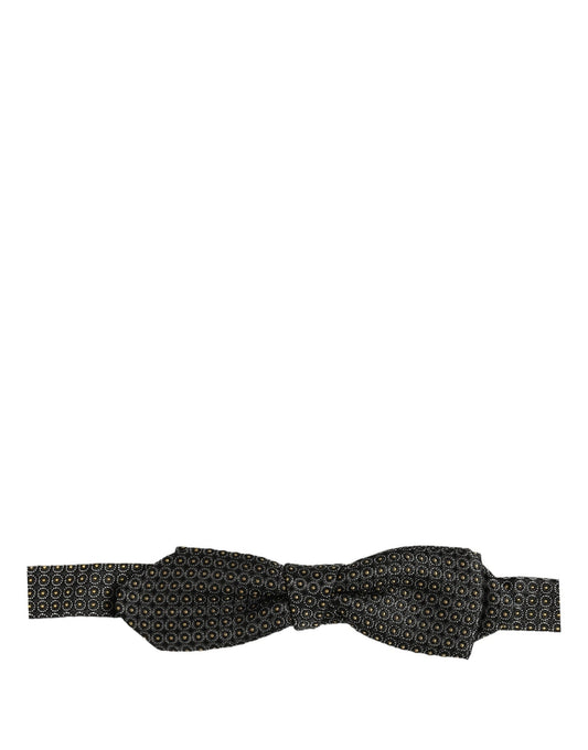 Dolce & Gabbana Men Black Dotted Silk Adjustable Neck Papillon Bow Tie