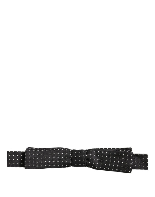 Dolce & Gabbana Black White Polka Dot Adjustable Neck Papillon Bow Tie