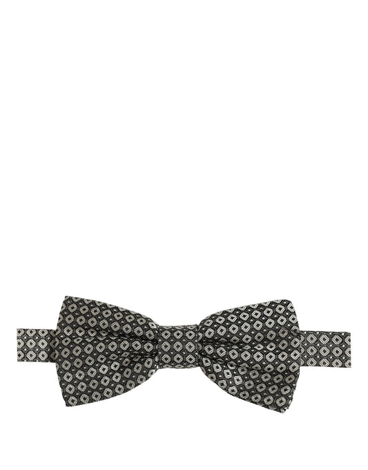 Dolce & Gabbana Men Gray Silk Patterned Adjustable Neck Papillon Bow Tie