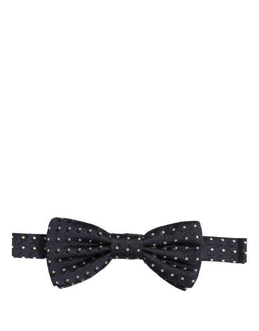 Dolce & Gabbana Dark Blue White Polka Dot Adjustable Neck Papillon Bow Tie