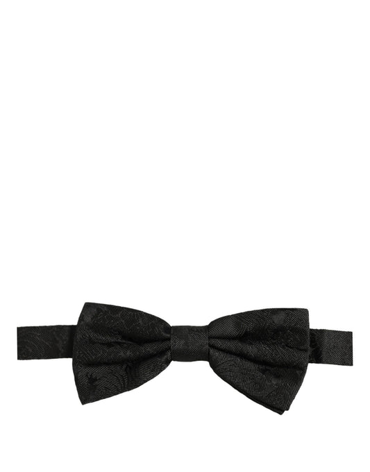 Dolce & Gabbana Men Dark Gray Paisley Silk Adjustable Neck Papillon Bow Tie