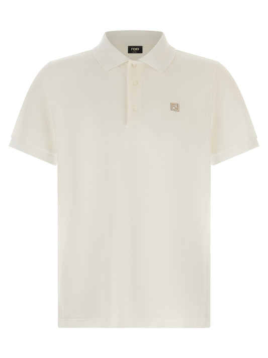 Fendi White Cotton Polo Shirt