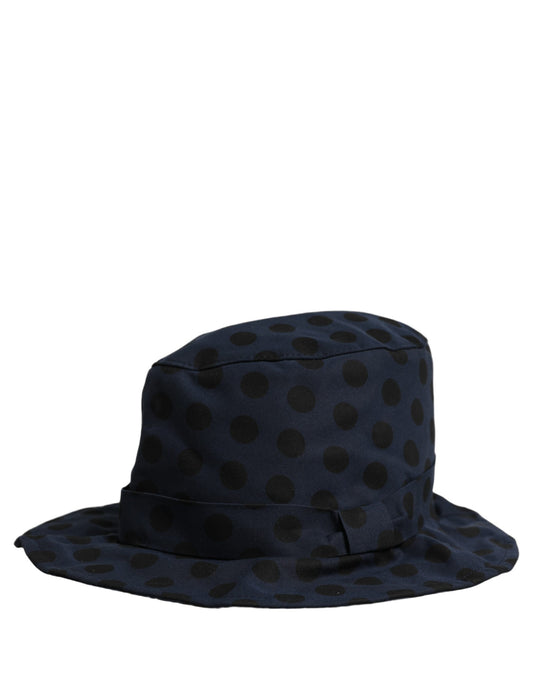 Dolce & Gabbana Blue Black Polka Dot Cotton Bucket Capello Hat