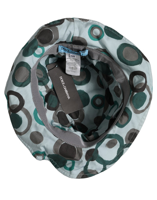 Dolce & Gabbana Teal Cotton Big Polka Dot Pattern Bucket Hat