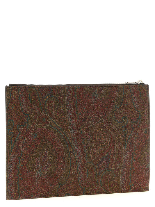 Etro Brown Cotton Clutch Bag