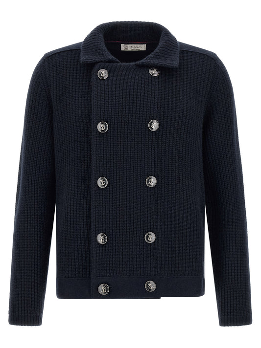 Brunello Cucinelli Blue Cashmere Cardigan