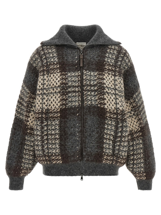 Brunello Cucinelli Gray Fabric Cardigan