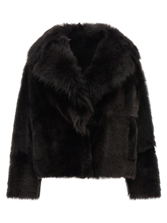 BLANCHA Brown Lamb Fur Full-Length Jacket