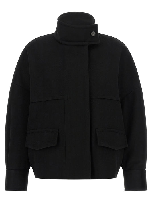 Alberto Biani Black Wool Bomber