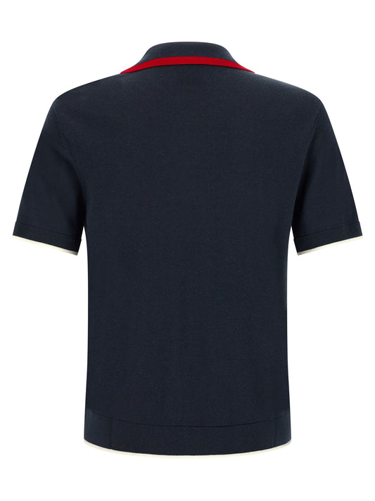 Casablanca Blue Wool Polo Shirt