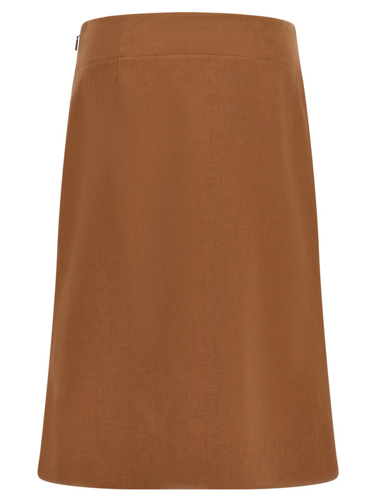Fendi Brown Linen Midi Skirt