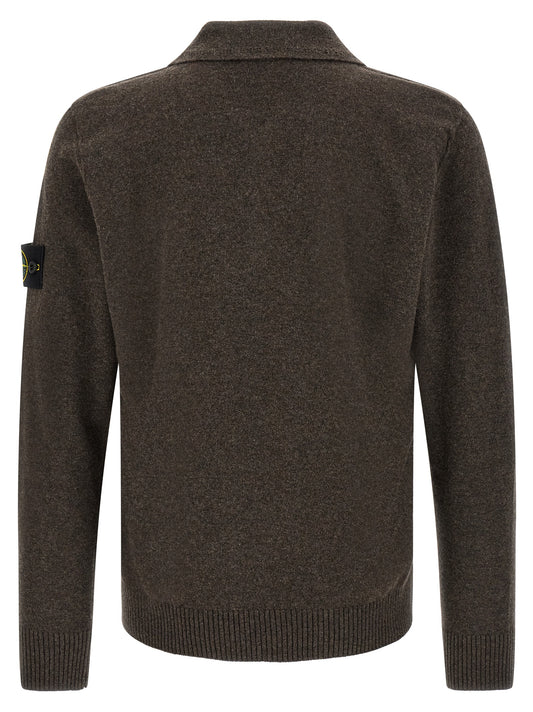 Stone Island Brown Virgin Wool Polo Shirt