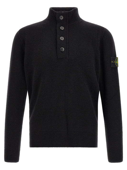 Stone Island Black Virgin Wool Cardigan