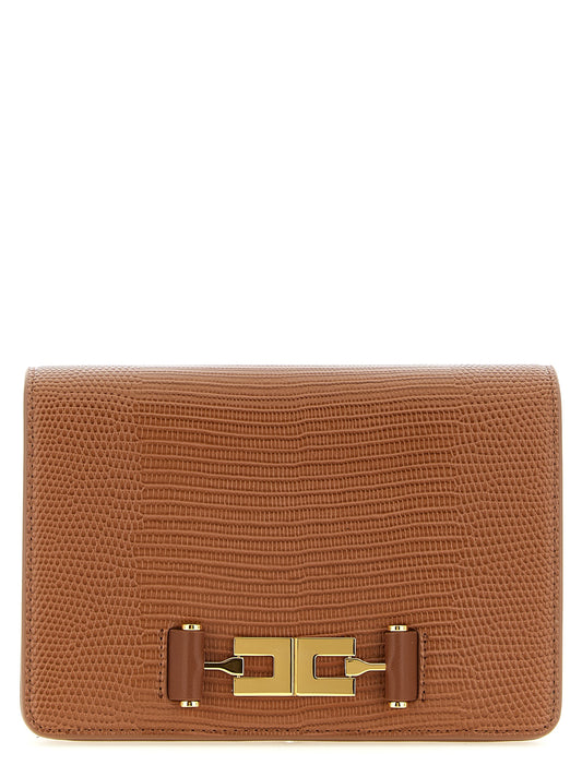Elisabetta Franchi Brown Polyester Clutch Bag