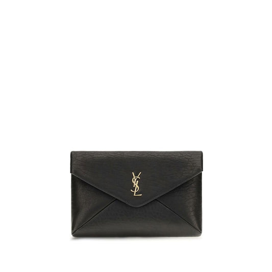 Saint Laurent Black Lamb Ovis Aries Aries Clutch Bag