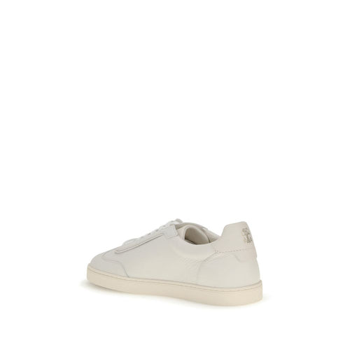 Brunello Cucinelli White Calf Leather Bos Taurus Low Top Sneakers