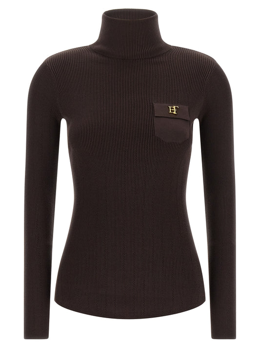 Elisabetta Franchi Brown Lycra Cardigan