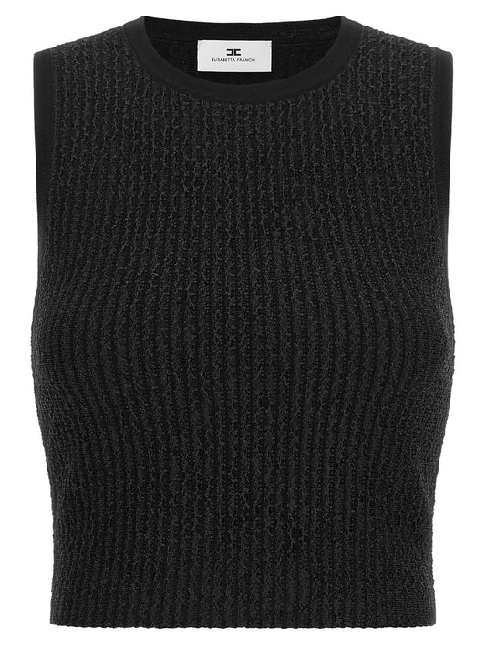 Elisabetta Franchi Black Viscose Sleeveles T-Shirt