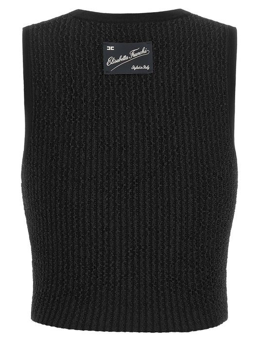 Elisabetta Franchi Black Viscose Sleeveles T-Shirt
