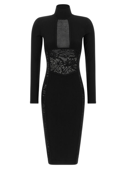 Elisabetta Franchi Black Viscose Midi Dress