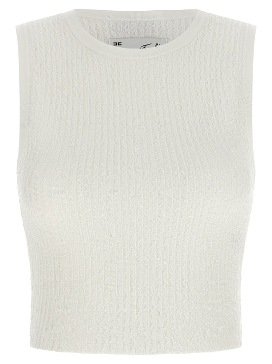 Elisabetta Franchi White Viscose Sleeveles T-Shirt
